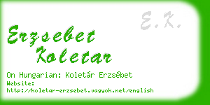 erzsebet koletar business card