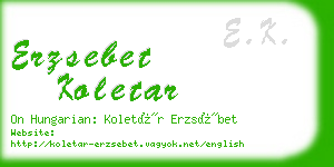 erzsebet koletar business card